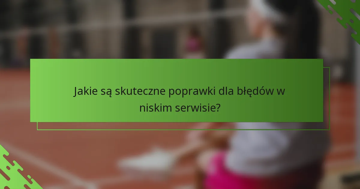 Jakie są skuteczne poprawki dla błędów w niskim serwisie?