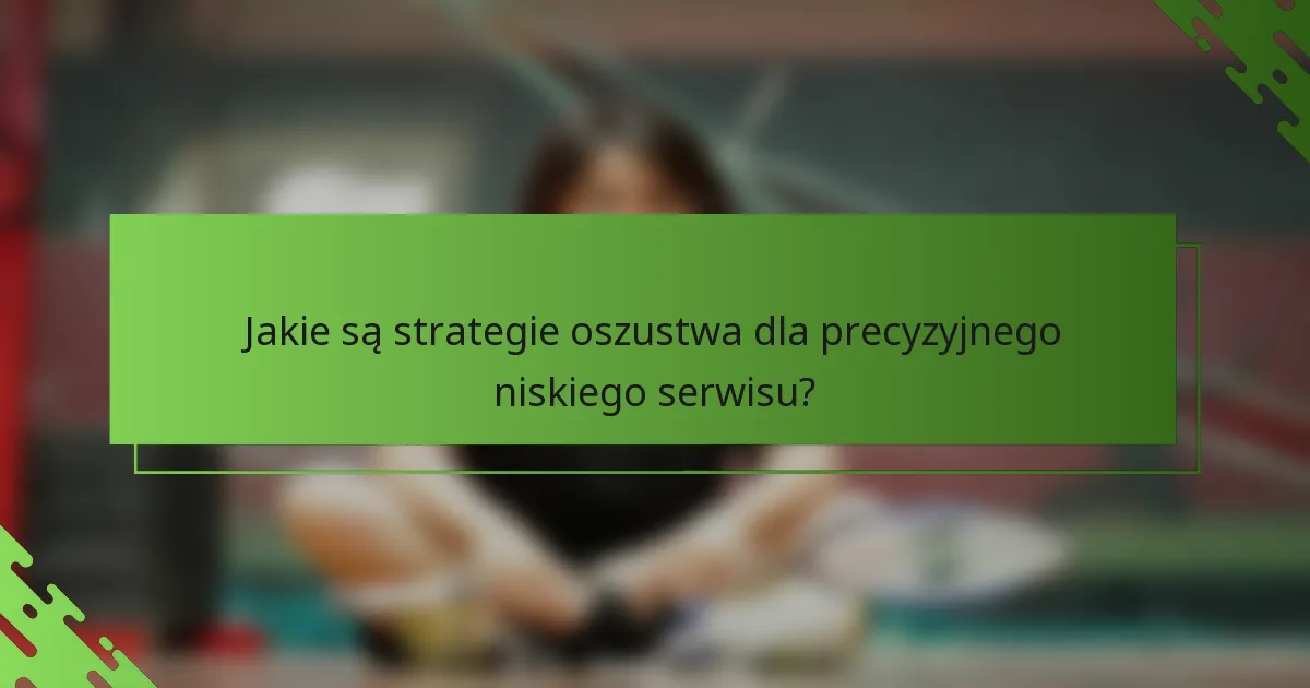 Jakie są strategie oszustwa dla precyzyjnego niskiego serwisu?